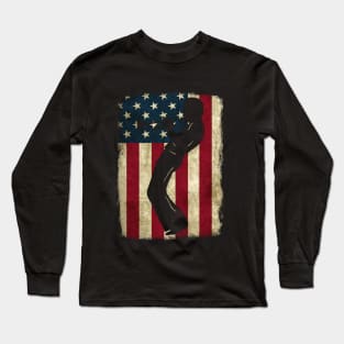 Vintage American Flag Miles Legend Long Sleeve T-Shirt